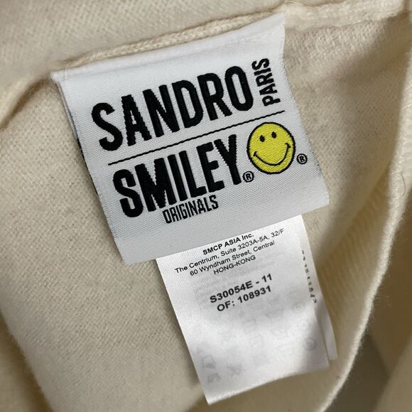 Sandro Paris Smiley Size 2 Jumper Zola Sweater Acid Love Wool Cashmere Blend - Picture 5 of 8